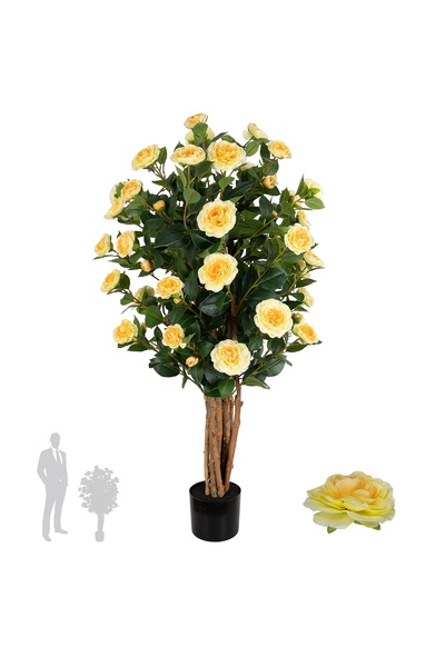 Roberto Rossi Copac artificial Camelia Japonica H120 cm cu 464 frunze si 64 f...