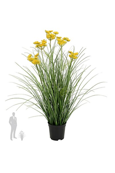 Roberto Rossi Iarba artificiala Onion 60 cm cu 5 flori de morcov galbene