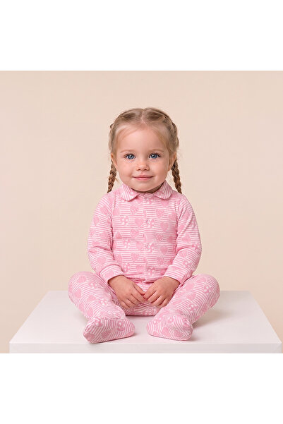 Kidyra Special Design Heart-Shaped Pink Baby Girl Romper - Front Snap Cotton ...