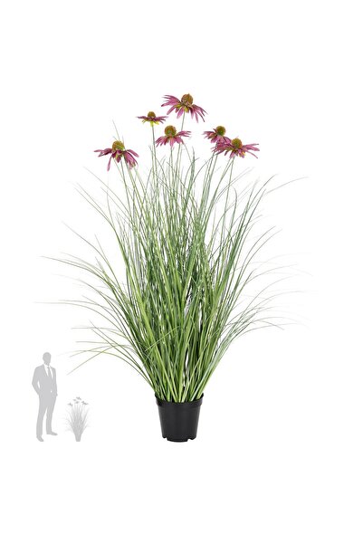Roberto Rossi Iarba artificiala Onion 90 cm cu 6 flori mov de crizantema