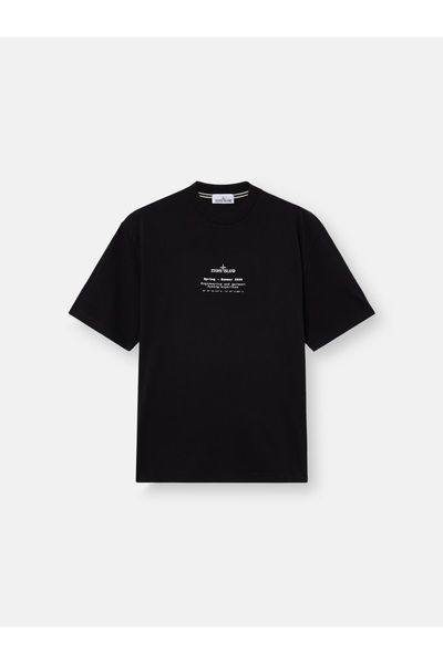 STONE ISLAND 2100001 Normal kesimli, "Stone" Sırt baskılı tişört.