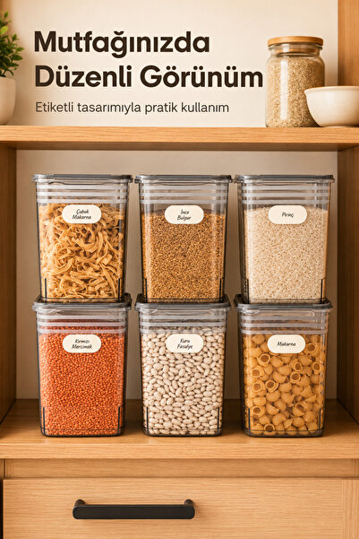 Vienev Etiketli 6lı Set Strip Mega Boy Erzak Saklama Kabı 3,5 Litre Antrasit
