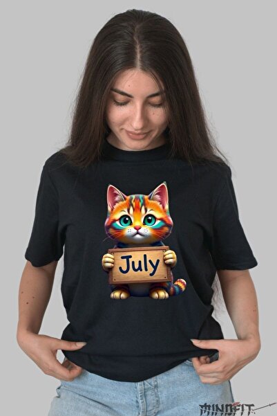 GILDAN Multicolored Cat T-Shirt July