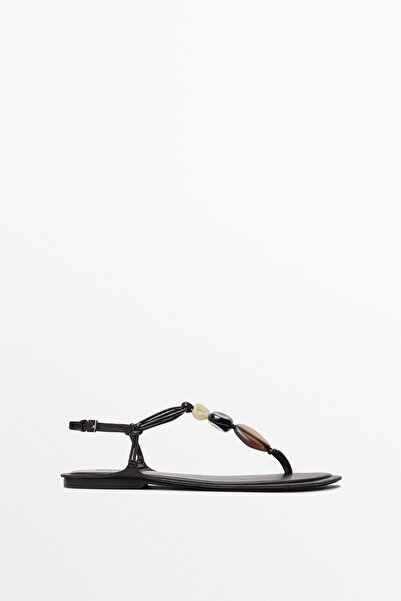Massimo Dutti Taşlı düz sandalet