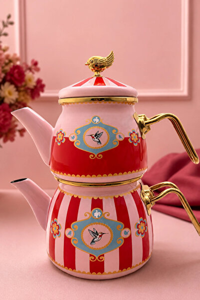 PR HOME Alaria Red Mini Model Enamel Teapot