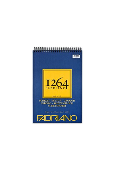 Fabriano Bloc de desen 1264 Schizzi, A3, 90g/mp, 120 coli, cu spirală pe lățime