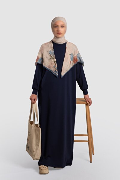 Emare Low Sleeve Sport Cotton Dress Navy Blue