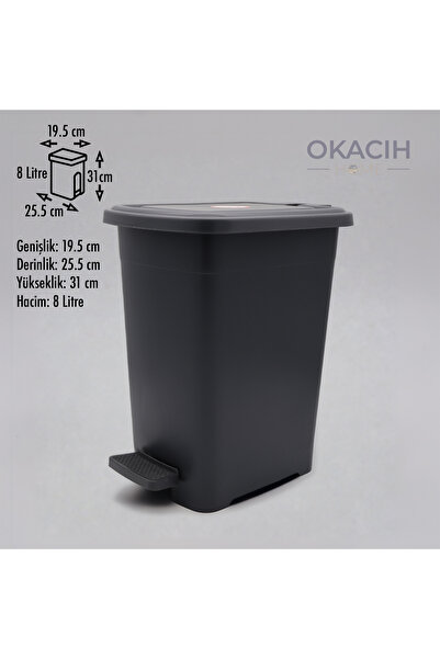 okacih Plastik Pedallı Çöp Kovası 8 Lt - Tezgâh Altı ve Banyo İçin İç Kovalı Çöp Kutusu