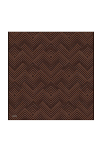Bursa İpek Brown Synthesis Pattern Twill Silk Scarf