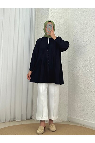 Holehola Maroria Pleated Buttoned Shirt-Na803 Black