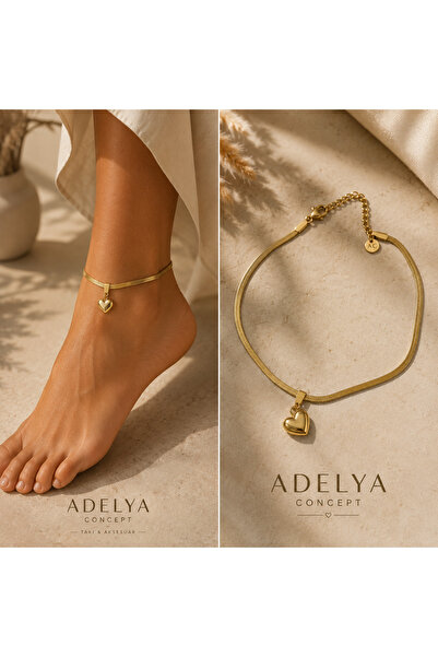 ADELYA CONCEPT Heart Charmed Italian Chain Anklet