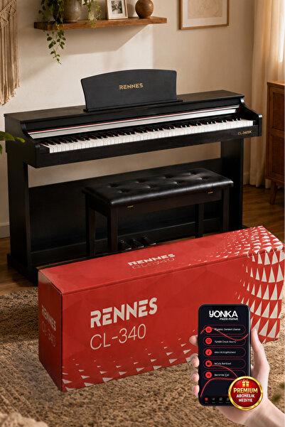 rennes CL-340BK Tuş Hassasiyetli 88 Tuş Dijital Piyano Profesyonel Siyah