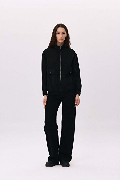 DAIDO Elastic waistband zipper snap detailed jacket