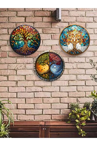 HomeJamin 3lü Ahşap Mdf Set Yaşam Ağacı Hayat Ağacı Seti 3’lü Modern Duvar De...