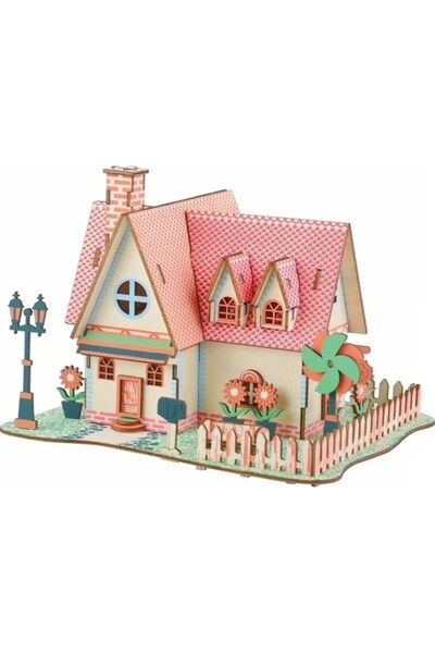 ETOY Casuta puzzle 3d din lemn, kit de constructie educational pentru copii, ...