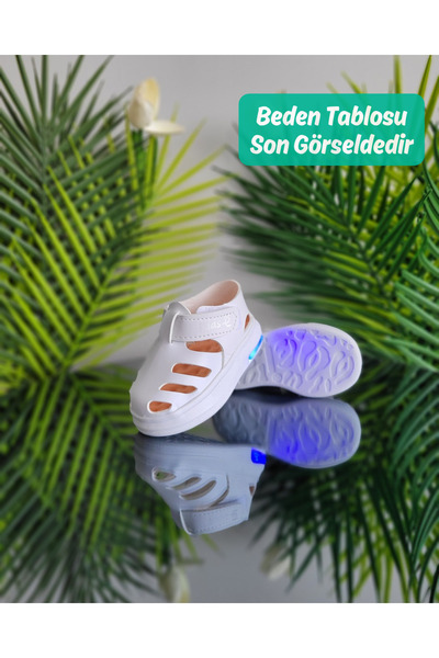 elma bebe Işıklı Cırt Cırtlı Kız Erkek Bebe Yazlık Spor Sandalet Ayakkabı