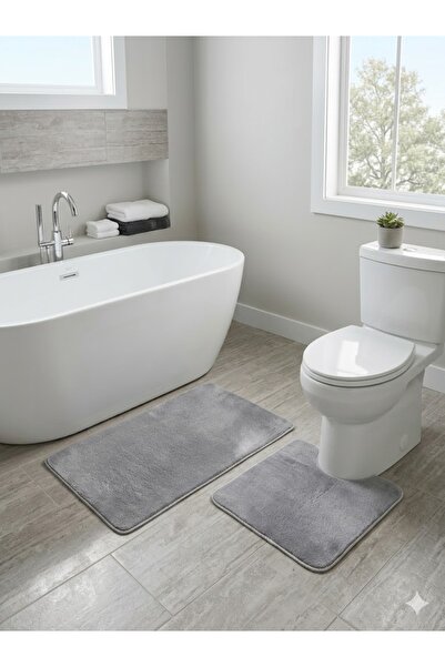 ÇERKEZ HALI Bohem 2'li Kaymaz Taban Peluş Banyo Paspası 40x50 50x100