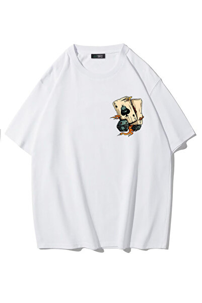 BRZ COLLECTION Tricou Unisex Oversize cu Imprimeu Minimalist Cărți de Poker (...