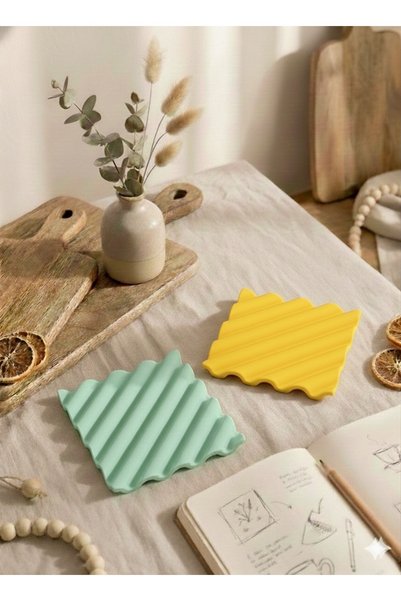 Gamy Crafts Set of 2 Aesthetic Wavy Coasters |   Modern Pinterest Coasters |   Coffee Corner Decor