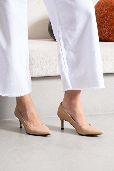 FSKOMBİN Pael Ten Deri Kadın Stiletto Topuklu Ayakkabı