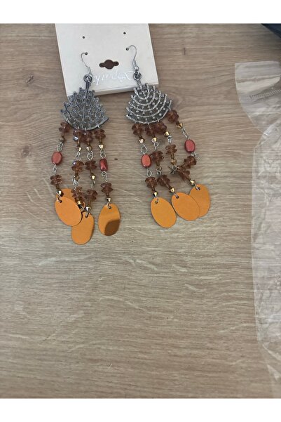 ELUNE İSTANBUL & ميلانو أقراط نسائية بوهيمية مرصعة بالخرز بلون العنبر