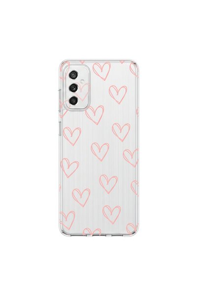 PPKin Samsung Galaxy M52 Compatible Heart 6 Design Transparent Case