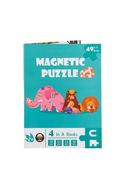 Zet Puzzle magnetic cu 4 imagini cu fructe, mașini și animale