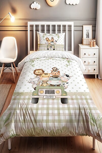 EVPANYA Cute Animals Patterned Single Baby Kids Bedding Set on a Journey