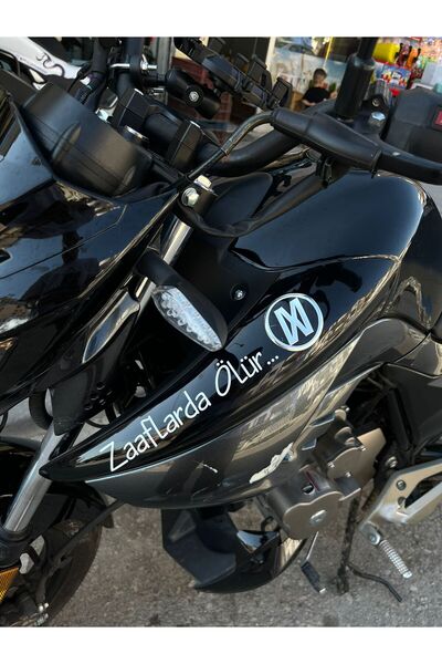 Mavera Stickers "Zaaflarda Ölür..." Yazısı 20 cm Sticker Etiket Araba-Motor-K...