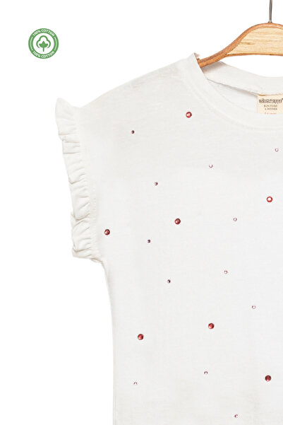 Divonette Girl's Stone Embroidered T-Shirt -Children's Clothing