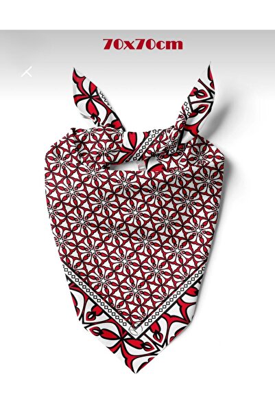 618 CONCEPT 70X70 Red Embroidered Bandana/Scarf