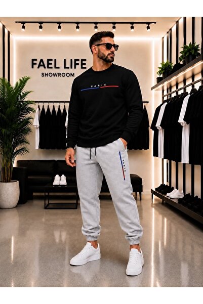 FAEL LİFE SET UNISEX CU GULER ROTUND ȘI PANTALONI DE TRENING CU IMPRIMARE COL...