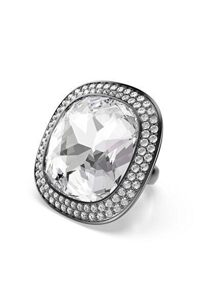 Swarovski Una Angelic Kokteyl Yüzüğü, Yastık kesim, Beyaz, Rutenyum kaplama