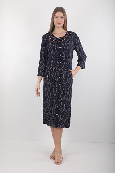 Wild Love Rochie casual de damă, albastru marin, cu model, cu nasturi, cu buz...