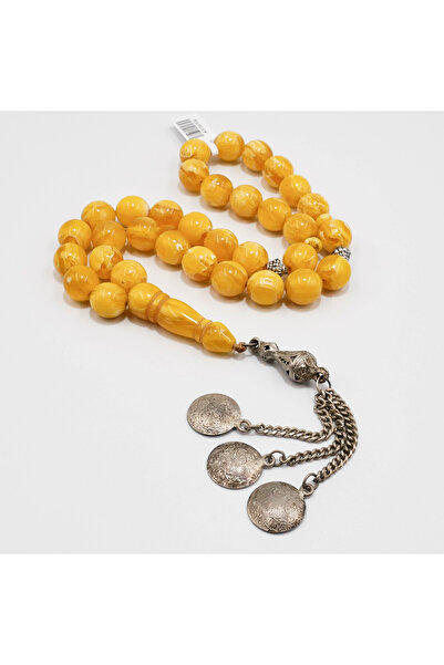 genernic Amber Dust Rosary 33 Beads 13mm Golden Yellow Prayer Beads 63.5g Pre...