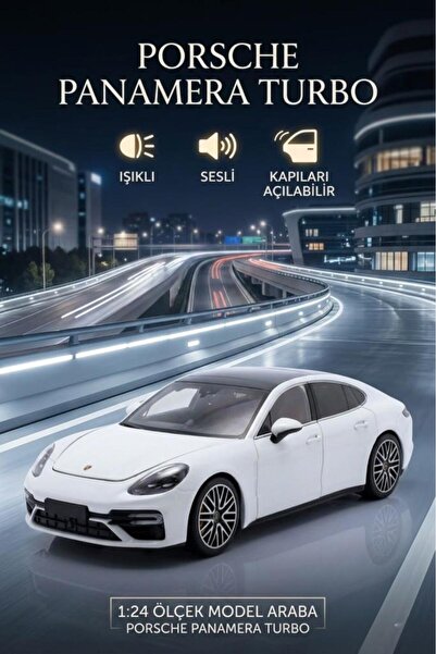 Tıfıl Toys Işıklı Sesli Pilli 1:24 Metal Porsche Panamera Turbo Kapısı Kaputu...