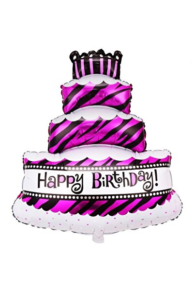 Flippy Balon din Folie Metalizată, Model Tort cu 4 Straturi, Happy Birthday, ...