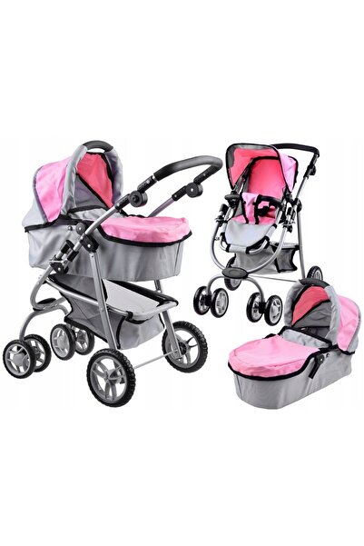 Sfera Carucior 3 in 1 multifunctional cu landou pentru papusi Grey / Pink,man...