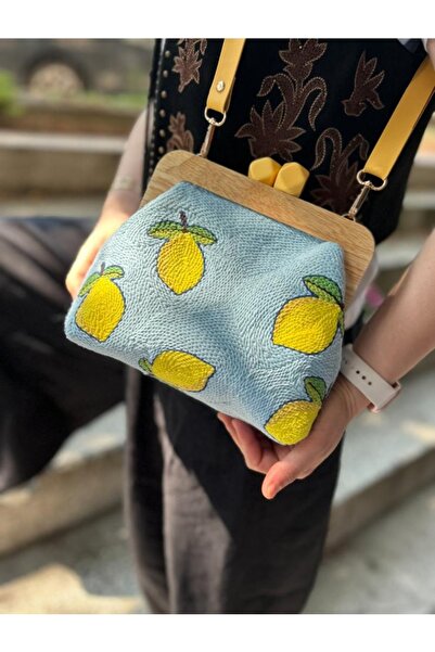 craftsis Ahşap Burslu Punch İşlemeli Çanta