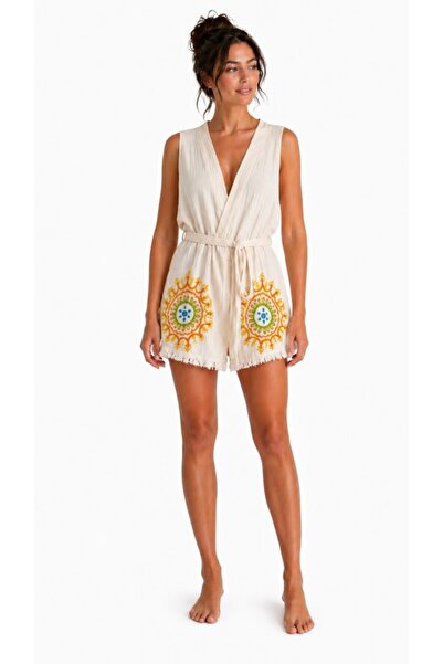 Mulberry Liora muslin kimono ogrtač bez rukava sa pojasom i detaljima od reše...