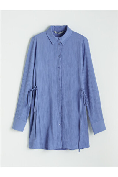LC Waikiki New Season Purple Lacing Detailed Textured Women's Shirt Tunic