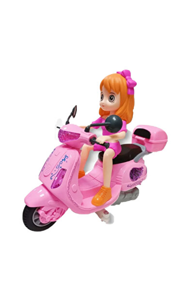 PlayFun Jucărie Păpușă scuter roz muzică Beautiful Girl Motorcycle Sunete Int...