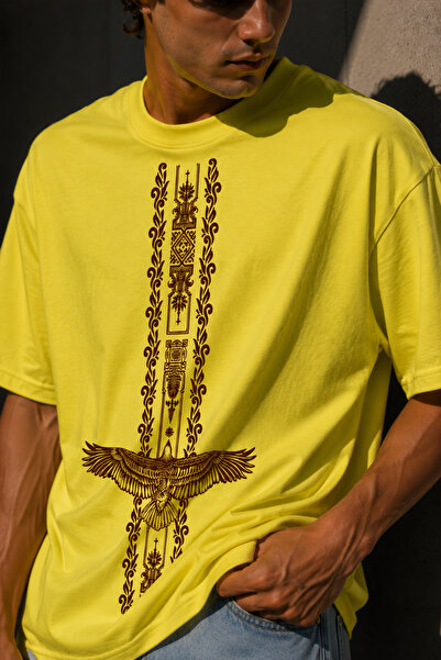 MODEX STYLE 100% Cotton Oversize Men's T-Shirt Ethnic Eagle Printed Premium S...