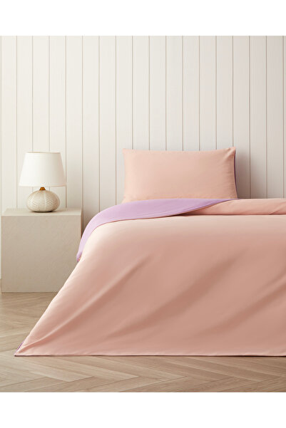 English Home Plain Pamuk Tek Kişilik Nevresim Takımı 160x220 cm Toz Pembe-Leylak