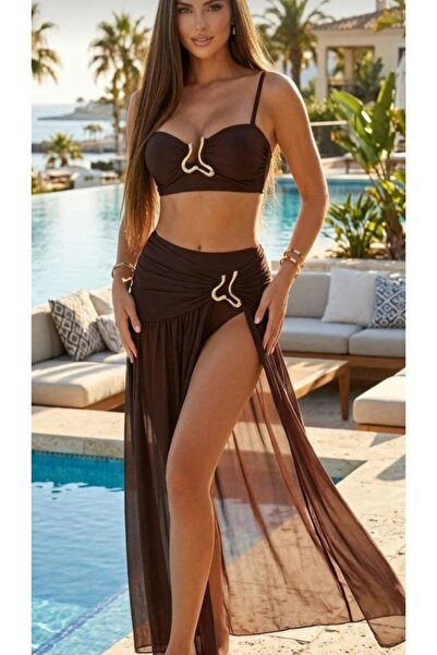 G&H UNDERWEAR Bikini Pareo Takımı Kahverengi