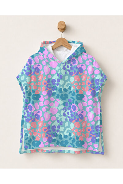milroma Pastel Patterned Children's Poncho Towel Hooded Sea Beach Pool Poncho