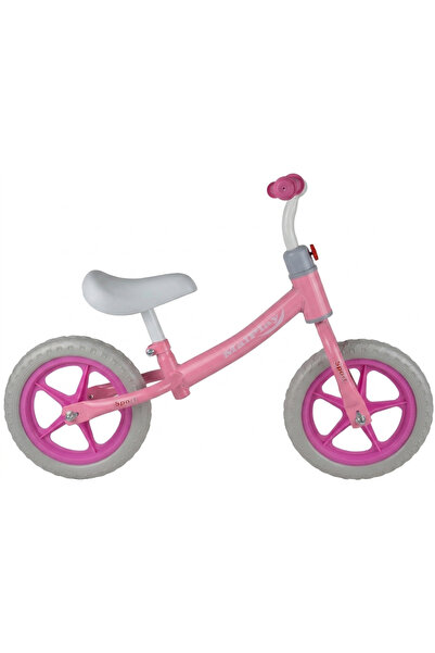 MalPlay Bicicleta de echilibru copii, fara pedale, roti EVA 12", roz cu alb d...