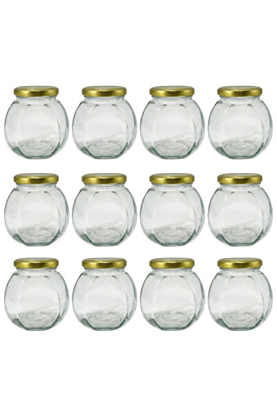 Generic Set of 12 Octagonal Honey Glass Jars 180ml - Gold Lid - For Honey Jam...