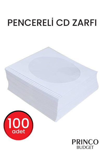 princo budget CD&DVD Zarfı Beyaz 80gr 100 Lü Paket Pencereli