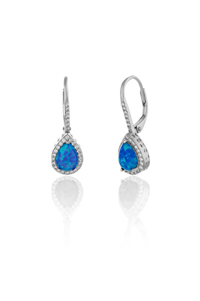 Sonis Silver Cercei din argint 925 rodiat , Piatra: opal de laborator si cubi...